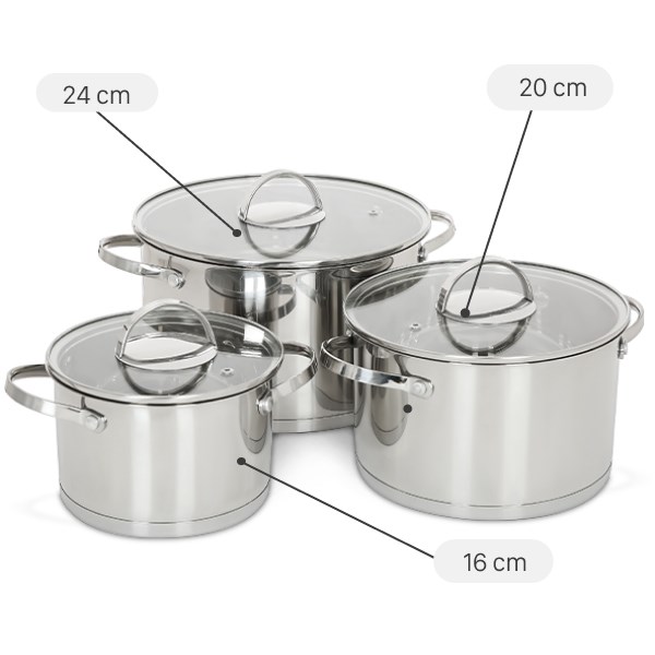 Bộ 3 nồi inox 3 đáy Delites CW-B041-A