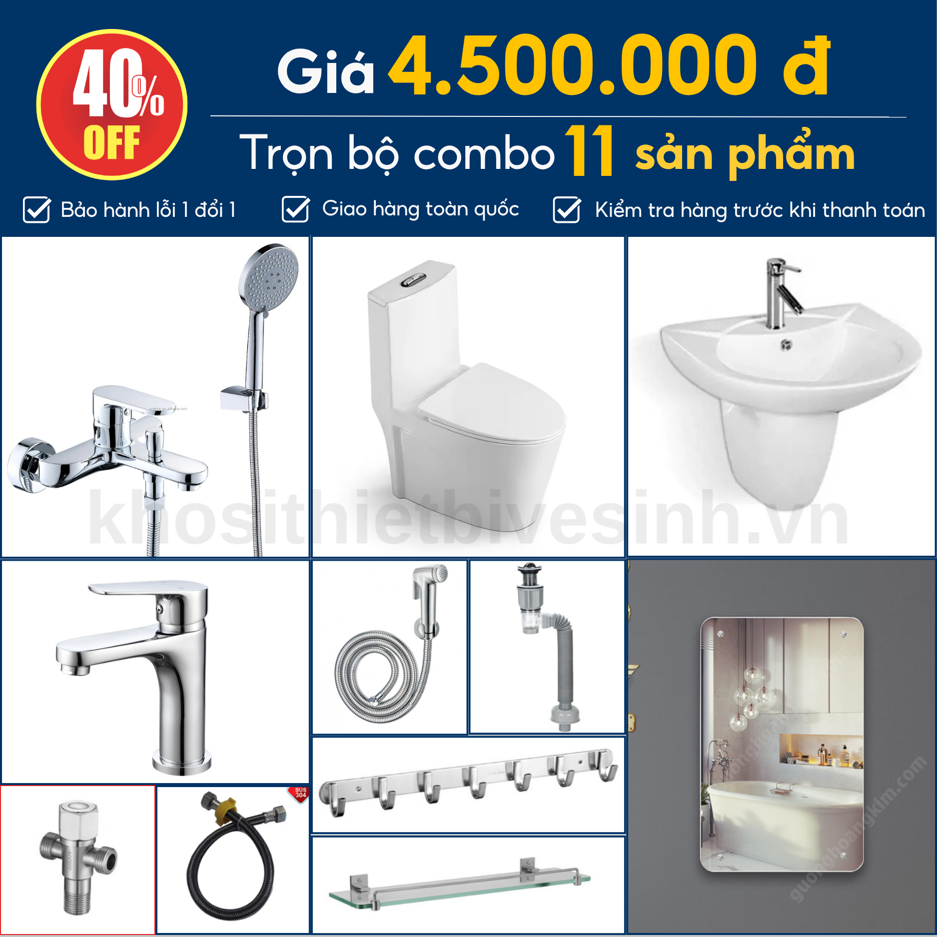 Combo thiết bị vệ sinh VOSTO 11 Món 4.5 Triệu
